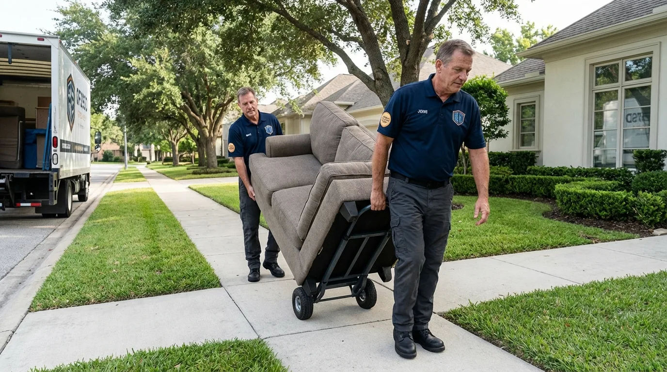 Local residential moving crew loading furniture in Chelsea, OK